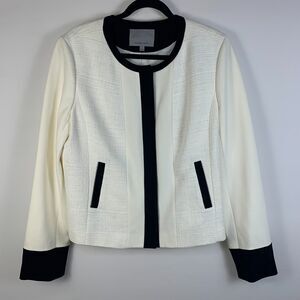 Classiques Entier Jacket Womens Large White with Black Trim RetroGlam CareerChic